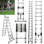 2.6M/8.5FT Telescopic Ladder Multi-Purpose Aluminium Portable Telescoping Ladder, Portable Loft Straight Ladders for RV, Attic, Home and Outdoor Work