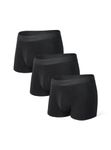 Separatec Men's Boxer Shorts 2.0 Breathable Fitted Boxer Bamboo Rayon Trunks Dual Pouch 3 Pack (XL, Black)