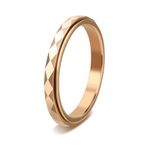 Titanium Anxiety Ring for Women Men 3mm Multi-Faceted Steel Fidget Rings Anti Anxiety Relief Rhombus Spinner Ring Anxiety Fidget Rings Fit for Engagement (Rose Gold, 7)