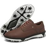 ULTIANT Mens Golf Shoes Traditions Spikeless Size 7.5-13, Brown, 11