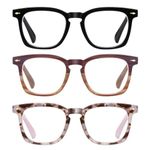 JM 3 Pack Reading Glasses for Women Men Blue Light Blocking, Oprah Square Computer Readers Spring Hinge +1.5