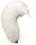 Huge Fluffy White Gray Fox Tail Fur