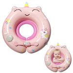 Proberos® Inflatable Baby Float Ring for 0-3 Months Age, Soft PVC Unicorn Swim Ring for Infants & Toddlers, Press-&-inflate Design, Adjustable Float Swim Float Tube for Bathing & Swimming, 12.5-48cm