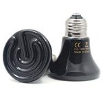2RZ Mini Reptile Heat Lamp Bulb 2 Pack, 100W 60MM Pet No Light Infrared Ceramic Heat Emitter for Brooder Coop, Lizard, Lambs, Snake, Black