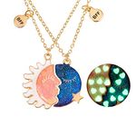 Best Friend Necklace - Moon & Sun Friendship Necklace, Matching Bff Necklace for 2 Girls | Magnetic Necklaces Best Friend Necklace Luminous Jewellery for Women Graduation Birthday Christmas Gifts