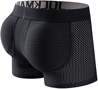 JOCKMAIL Mesh Mens Underwear Boxer Back Mens Padded Underwear Boxer with Hip Pad Men's Boxers, Black, Medium