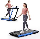 GYMAX Under Desk Treadmill, Foldable Walking Pad Treadmill with Dual LED Display, APP & Remote Control, Speaker, Free-Installation Folding Mini Desk Treadmill for Home Small Space (Blue)