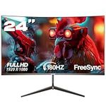 Gawfolk 24 inch Curved Computer Monitor 180Hz,/165Hz Gaming Monitor Full HD 1080P, Frameless 2800R Computer Screen with Eye-Care Technology, VA Display 100% sRGB, with HDMI, DP Ports，VESA Compatible