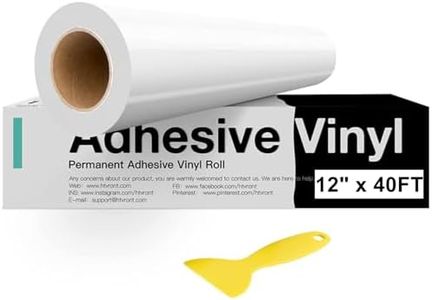 HTVRONT White Permanent Vinyl, White Vinyl for Cricut - 12" x 40 FT White Adhesive Vinyl Roll for Cricut, Silhouette, Cameo Cutters, Signs, Scrapbooking, Craft, Die Cutters (Glossy White)