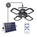 Solar Shed Light Indoor Outdoor,1000LM 128LED Solar Pendant Light with Remote & 4 Lighting Modes, Solar Security Motion Sensor Lights for Home Yard Barn Gazebo Patio Garage IP65 Waterproof