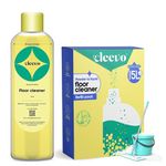 Cleevo Floor Cleaner Liquid (5L Bottle Pack) | 1 Pouch = 1L Natural Disinfectant Floor Cleaners for Mops | Chlorine-Free Surface Cleaner, Eco-Friendly All-Purpose Floor Cleaning Liquid (Zesty Lemon)