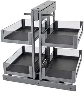 MUOLVSQ Blind Corner Cabinet Pull Out Organizer, Heavy-Duty Magic Corner Shelves with Soft Close, 2-Tier Full Extension Baskets for 13",14.1",15.3",16.9" Kitchen Cabinets, Left & Right Compatible