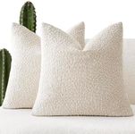 Foindtower Pack of 2 Textured Boucle Throw Pillow Covers Accent Solid Cases Cozy Soft Decorative Couch Cushion Case for Chair Sofa Bedroom Living Room Home Decor, 18 x Inch,Neutral Ivory, Beige