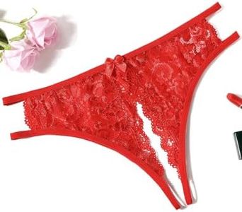 Avidlove Women Lace Panties Sexy Underwear Floral Lace Briefs with Cute Bow Center Carmine Red