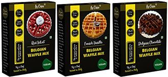 La Casa French Vanilla + Chocolate + Red Velvet Belgian Waffle Mix | Combo Pack of 3 | Pancake Mix | Multigrain | Vegan | Extra Crisp | 3x400g |