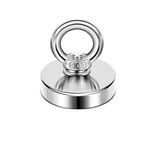 ALEAF 1 Piece of 32mm Super Strong Neodymium Fishing Magnets, 6-20 Kgs Vertical Pulling Force Rare Earth Magnet with Hole Eyebolt Diameter for Retrieving in River and Magnetic Fishing