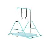 M.J COMFY-LIFE Kids Gymnastics Bar with Mat – Adjustable Easy Assembly Training Kip Bar Horizontal Bar for Home, Gymnastics Equipment for Kid 5-12 years (Green)