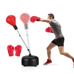 SPORFIT Punching Bag with Stand for Adults & Teens, Adjustable Height MMA Boxing Equipment 55"-62", Freestanding Reflex Speed Bag PU Foam w/Punching Gloves, Ideal for Fitness Training Home Gym