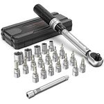 Handife 1/4 Inch Drive Click Torque Wrench Set with Double Scale, 33-209 in.-lb. / 5-25Nm, Bicycle Torque Wrench Tools Maintenance Kit