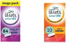 Lil-Lets Non-Applicator Super Plus Extra Tampons X 84 | 6 Packs of 14 | Very Heavy Flow & Non-Applicator Ultra Tampons, Pack of 10