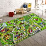 Booooom Jackson Kids Car Rug Play Mat,Train Car Mat for Kids Toy Cars,Non Slip Kids Rug for Playroom Bedroom Boys,Car Carpet for Kids,Kids Car Mats for Floor,Road Train Track Rug City Rug