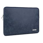 RAINYEAR 13 Inch Laptop Sleeve PU Suede Leather Case Protective Cover Water Resistant Bag Compatible for 13.3 Notebook Computer Chromebook,14" MacBook Pro M1 A2442,13.5 Surface Laptop(Deep Blue)