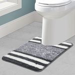 Pauwer U Shape Toilet Mat 50 x 60 cm, Ultra Soft Non Slip Pedestal Mat for Toilet Absorbent Washable Bathroom Toilet Rug Bath Mat