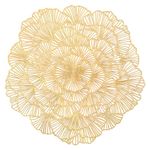 Round Gold Placemats Set of 6 Tablemats Flower Vinyl Place Mats Table Dinning Setting Kitchen Table Mats for Dining Table Holiday Wedding Decorative