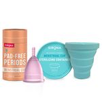 Sirona Collapsible Silicone Cup Foldable Sterilizing Container Cup for Menstrual Cup - 1 Unit with Reusable Menstrual Cup - Medium (Pack of 1) | Kills 99% of Germs | Microwave Menstrual Cup Sterilizer