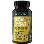 Freshfield Vegan Omega 3 DHA: Sustainably Sourced, Premium, Carrageenan Free, Compostable Bottle, Fish Oil Replacement, Carbon Neutral. Supports Heart, Brain, Joint Health w/DPA