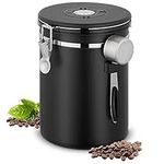 Airtight Coffee Canister, 2.8 L Stainless Steel Coffee Container for 1kg/35oz Coffee Beans, Coffee Storage Jars with Date Tracker, CO2 Valve and Scoop, Kitchen Storage Container for Coffee Beans&Tea