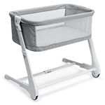 COSTWAY Bedside Crib, Baby Sleeper Bassinet with Mattress, Breathable Mesh & Wheels, 8 Height Adjustable Sleeping Cot for 0-6 Months, 15kg (Grey)