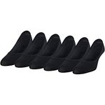 PEDS Women's Microfiber Ultra Low Cut Liner with Gel Tab 6 Pairs, Black, Shoe Size 5-10