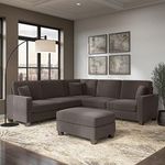 Torque - Moscow 5 Seater (Brown) Corner Fabric L Shape Sofa with Ottoman for Living Room,Bedroom,Office Furniture,3 Year Warranty