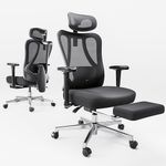 Hbada P3 Ergonomic Office Chair with 2D Adjustable Armrest, Office Chair with 2D Adjustable Lumbar Support, Computer Chair with Tilt Function, Desk Chair with Footrest Black