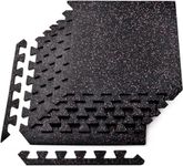 Yes4All Heavy Duty 100% High Density Rubber Floor Tiles Interlocking Mat- 6 Pcs 24 SQFT, Black Red