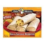 Don Miguel Egg Cheese and Sausage Burrito, 7 Ounce -- 12 per case.