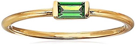 Amazon Collection 18K Yellow Gold Plated Sterling Silver Emerald Colored Cubic Zirconia May Fashion Stackable Ring, Size 9