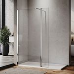 ELEGANT 900mm Walk in Wetroom Shower Enclosure 8mm Easy Clean Glass Screen Panel with 300mm Return Panel