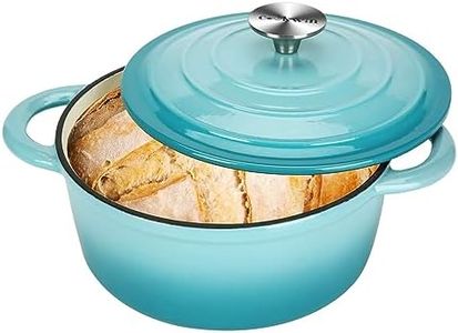 COOKWIN Enameled Cast Iron Dutch Oven, 5 L Bread Baking Pot with Self Basting Lid, Non-stick Enamel Coated Cookware Pot, Great Christmas Gifts for Family, Teal