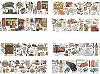 Maxleaf Travel Coffee Bread Street Sticker Set, Retro Traveling Tourism Stickers for Laptop Pad Computer Flask Planner Post Card Letter Art Projects Crafts Diary Journaling Decals