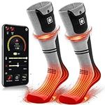 WASOTO Heated Socks for Men Women Rechargeable Washable APP Remote Control 7.4V Battery Electric Heating Socks for Hunting Ice Fishing Camping Hiking Skiing Outdoor Work