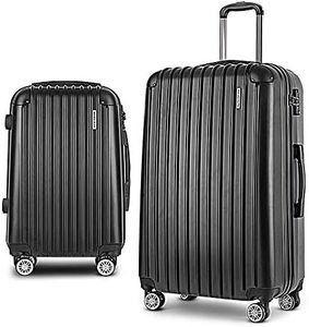 Wanderlite 2PCS Carry On Luggage Sets Suitcase Travel Hard Case Lightweight - Black