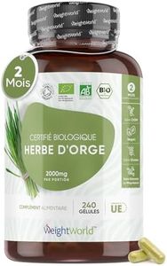 Herbe d'Orge Bio Gélules - 240 Gélules Vegan (2 Mois) - Super Aliment Greens Powder Orge en Poudre Sans Stéarate de Magnésium, Sans Gluten & Sans OGM - Orge 100% Naturelle & Bio 2000mg/Portion