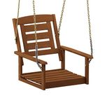 Furinno Tioman Hardwood Single Hanging Porch Swing with Chain, Natural