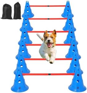 GarveeLife Dog Agile Hurdle Cone Set, Puppy Agile Training Hurdle 12 Cones & 6 Agile Rods Combo, Dog Agile Training Equipment 4-Height Adjustable Obstacle with Storage Bag