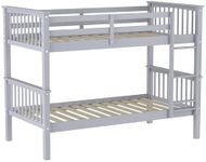 Walker Edison Resende Mission Style Solid Wood Twin Over Twin Bunk Bed, Twin Over Twin, Grey