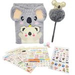 Koala Plush Diary Set, A5 Koala Fuzzy Travel Journal Notebook Birthday Gift Set For Little Teen Girls&Kids Birthday Christmas Gifts