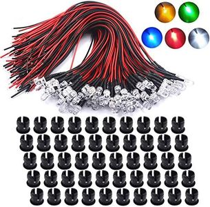 lkelyonewy 12 Volt 5Mm Pre Wired Led Light Emitting Diodes,Micro Led Lights Diodes for Model Assortment Kit,12V Mini Single Led Bulbs(Red*10,Green*10,Orange*10,Blue*10,White*10)