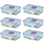 6 X Lock & Lock Food Storage 550ml Rectangular Box HPL815